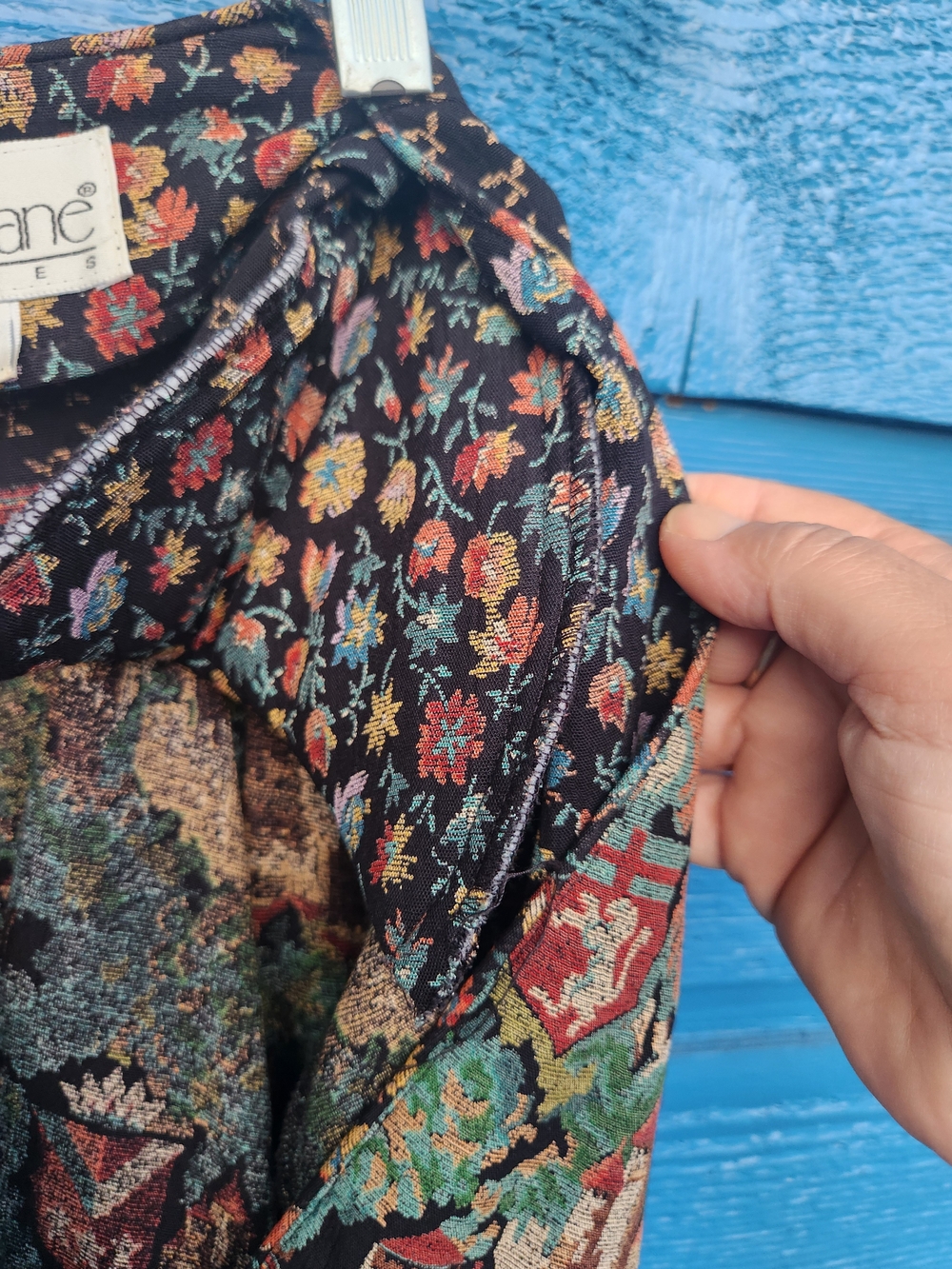 Karen Kane Black Multicolor Scenic Print Cropped Blazer - Picture 8 of 10